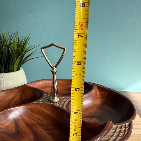 Vintage Divided Serving Tray MCM byCalifornia 328-USA Wooden Look With Handle & - Picture 11 of 14